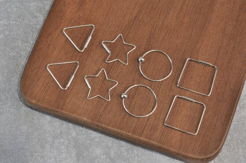 二毛銀（Nimou Jewelry） 二毛銀【銀線幾何圖形耳環】圓形、方形、三角形、星形