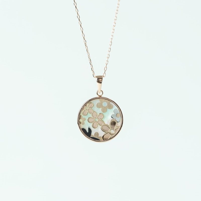 K10PG 重ね絵 花とうさぎのペンダント - 項鍊 - 其他金屬 粉紅色