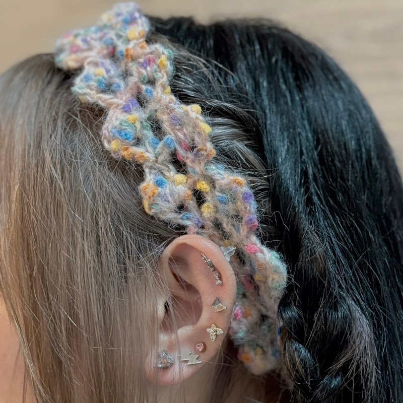 Crocheted hairband—Impression stippling - Headbands - Cotton & Hemp Multicolor