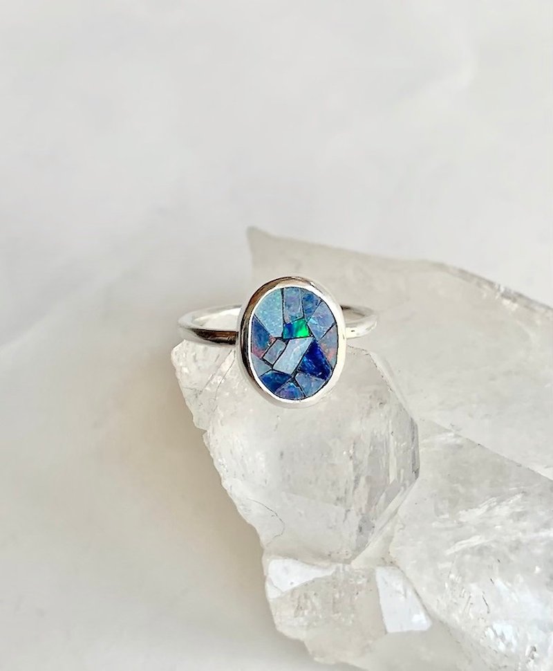 Mosaic Opal Ring No. 11.5 - แหวนทั่วไป - เครื่องเพชรพลอย สีน้ำเงิน