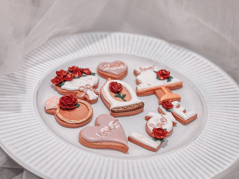 Love You フロストクッキー (母の日/バレンタインデー/ウェディングギフト) - クッキー・ビスケット - 食材 ピンク