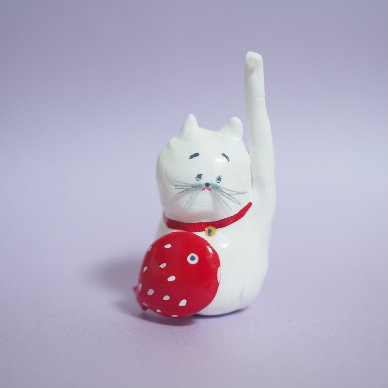 ハイハッピーな猫 - 人形・フィギュア - 粘土 ホワイト