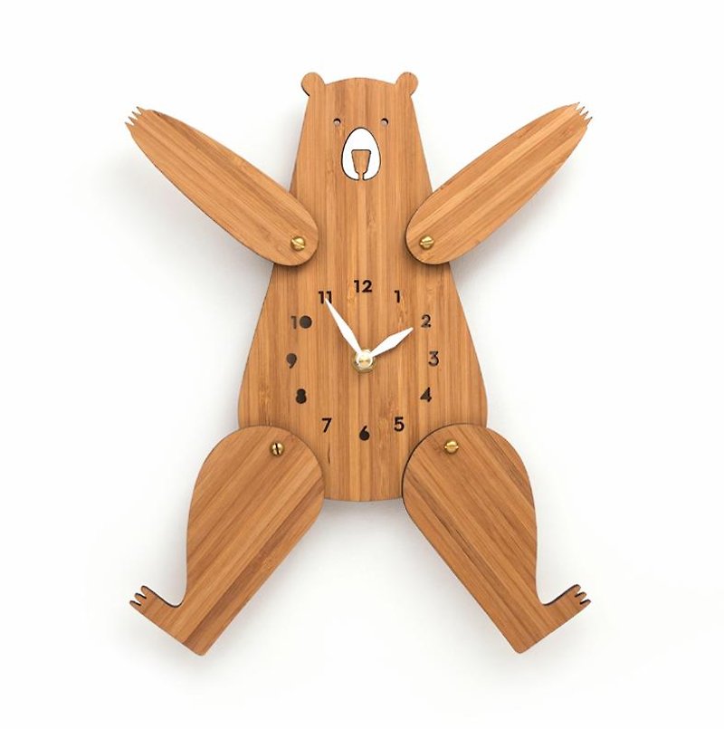 Kids wall clock, Bear - Clocks - Bamboo Brown