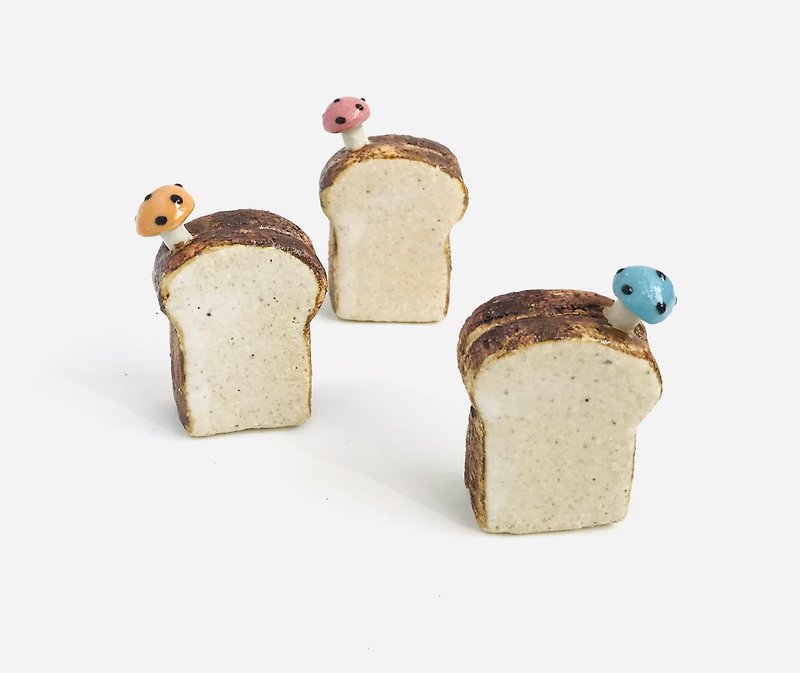 厚切り食パンのメッセージ立て きのこ付き - 置物 - その他の素材 ホワイト