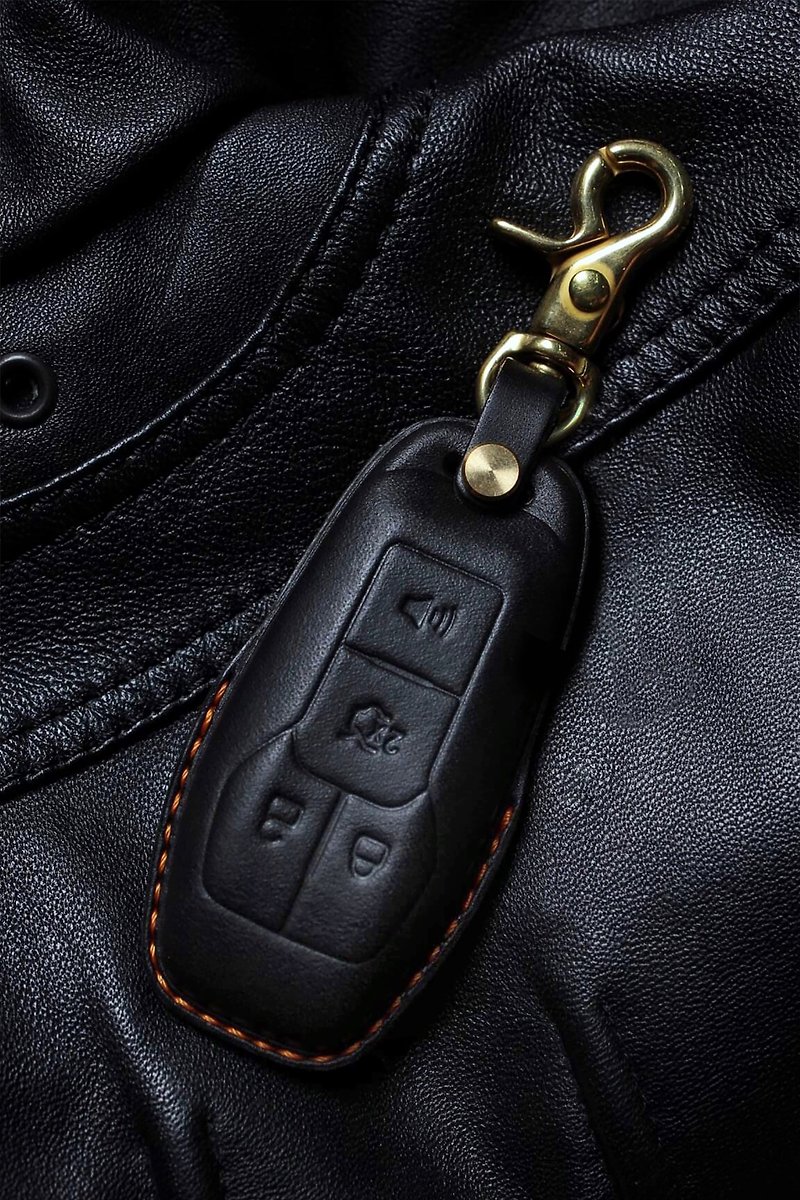[Spot Edition] Ford FORD Mustang Mustang Car Key Case Key Holster - ที่ห้อยกุญแจ - หนังแท้ สีดำ