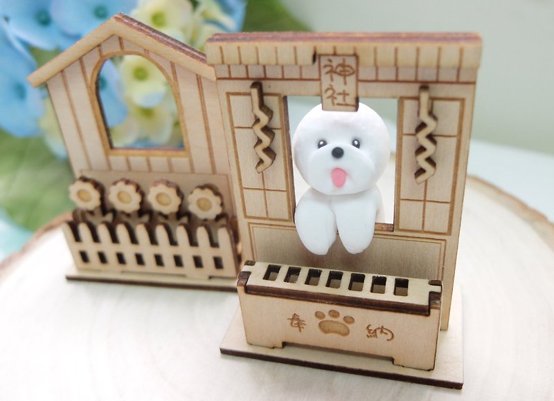 Bichon Frise Tea Bag Holder - Bichon Frise Dog Gifts - Wood Tag - Items for Display - Clay Transparent