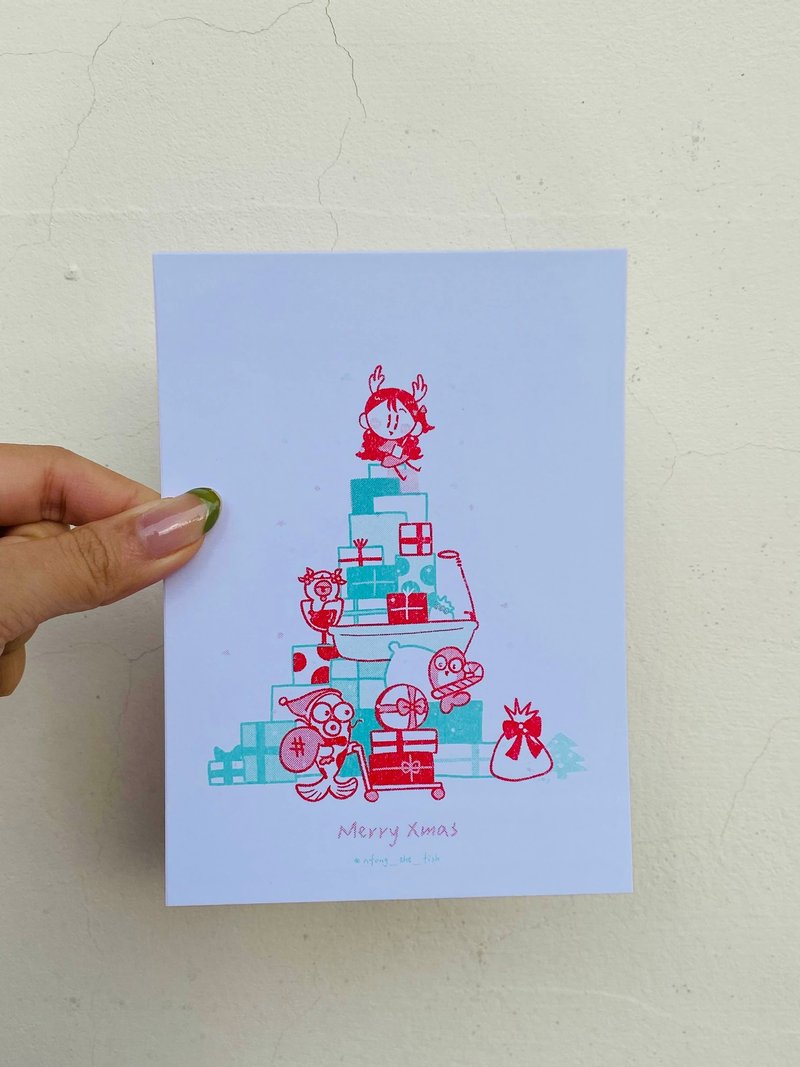 浴缸的聖誕節 明信片 誰的禮物快來取貨啦 Riso版 - 卡片/明信片 - 紙 白色