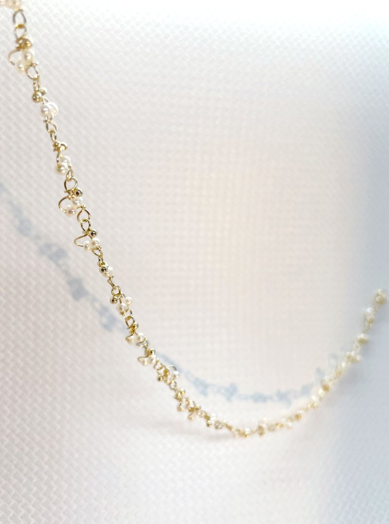 Weaving freshwater pearl necklace - สร้อยคอ - ไข่มุก ขาว