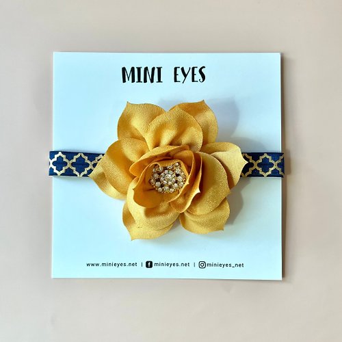 Mini Eyes 金黃色花朵嬰兒髮帶 女孩彌月禮盒 寶寶頭帶