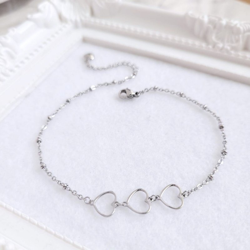 have fallen for you. Heart-shaped white steel anklet is not afraid of water, does not change color, hypoallergenic - กำไลข้อเท้า - สแตนเลส สีเงิน