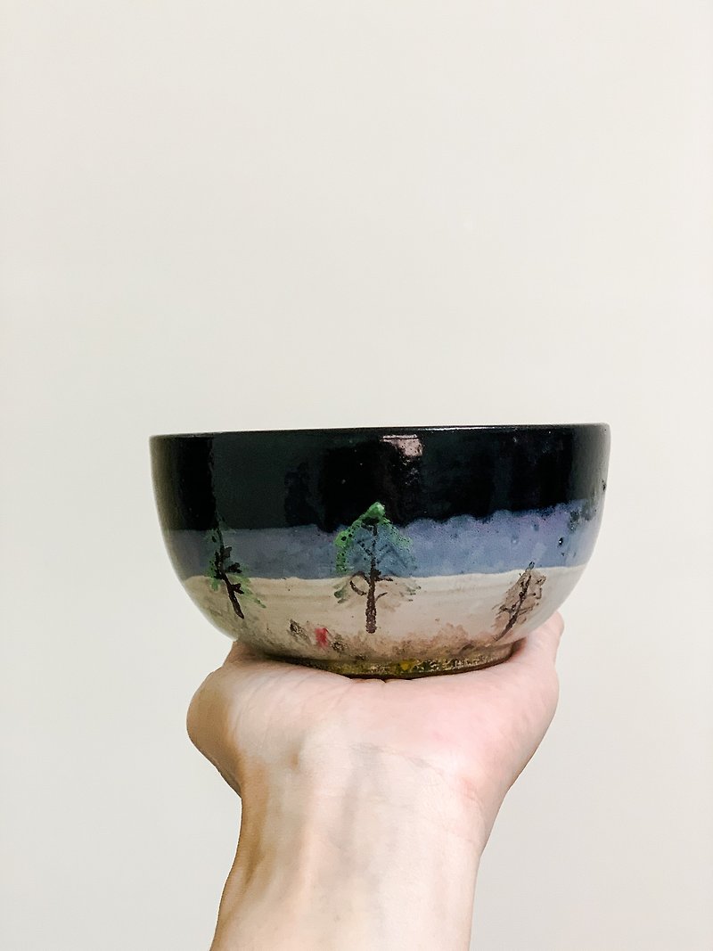 Black snow bowl - ถ้วยชาม - ดินเผา สีดำ