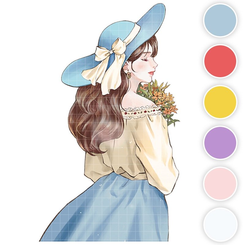 Jane (6colors) 32 (honne market) person sticker girl sticker blackraccoon - 貼紙 - 紙 