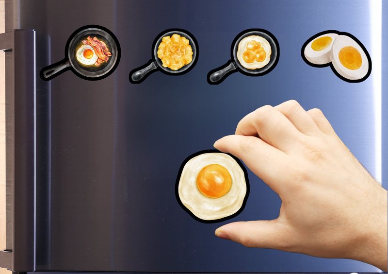 Refrigerator Magnet Set or Sticker Set - Egg Refrigerator Magnet Set - Unique Watercolor Design - แม็กเน็ต - วัสดุอื่นๆ หลากหลายสี