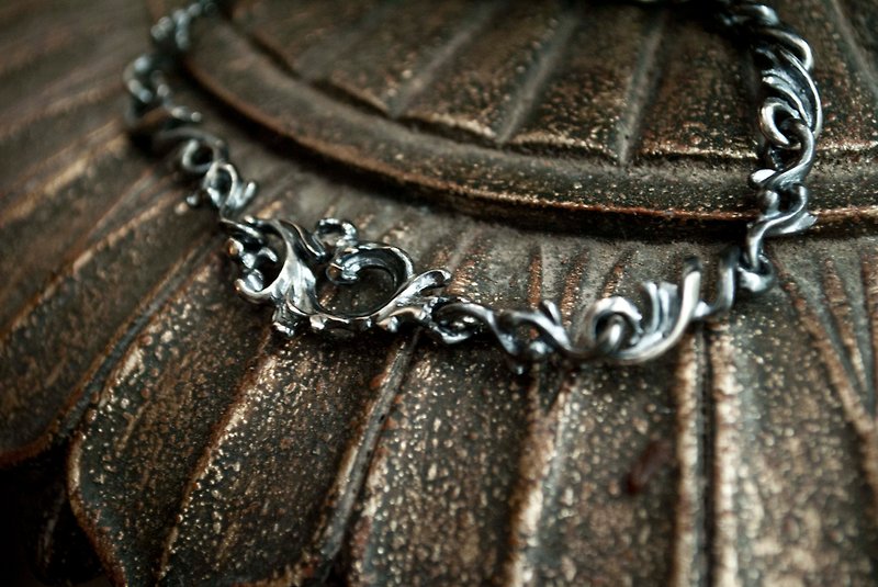 เงินแท้ สร้อยข้อมือ สีเงิน - Shuichuan/Handmade Silver Jewelry/Bracelet/Arabesque Chain