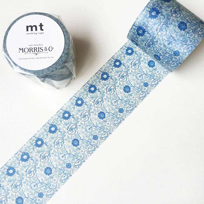 mt 和紙膠帶 x William Morris【紅瞿麥&玫瑰 (MTWILL01)】 - 紙膠帶 - 紙 藍色