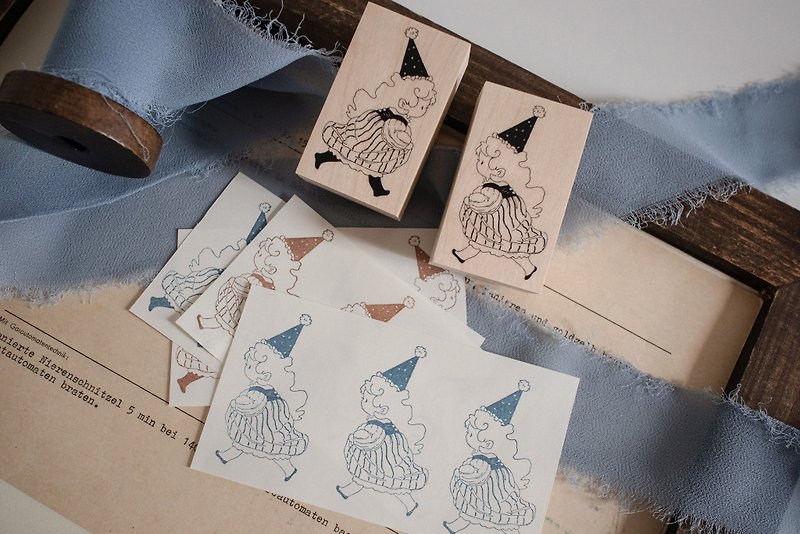 VASE original illustration little girl hand book wooden stamp gift can like - Stamps & Stamp Pads - Rubber 