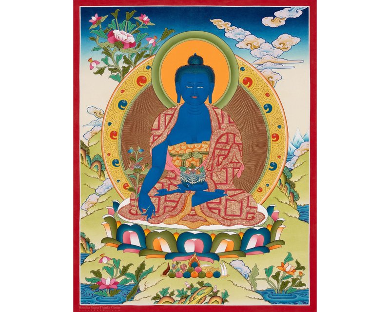 古董醫藥師佛唐卡  古代療法 - 壁貼/牆壁裝飾 - 其他材質 多色