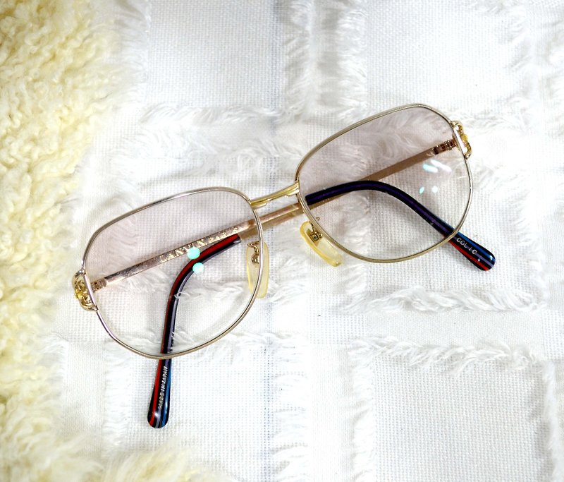 90s antique Lanvin metal frame glasses need to be equipped with their own lenses Italian vintage vintage famous brand - กรอบแว่นตา - โลหะ สีเงิน