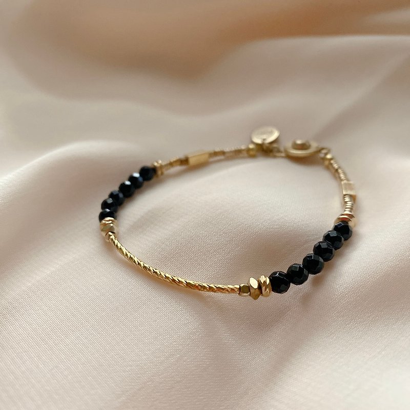 The night-Black agate brass handmade bracelet - Bracelets - Copper & Brass Multicolor