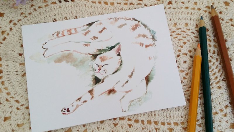 Cat sleep-like series-non-stop sleep. postcard - Cards & Postcards - Paper Multicolor