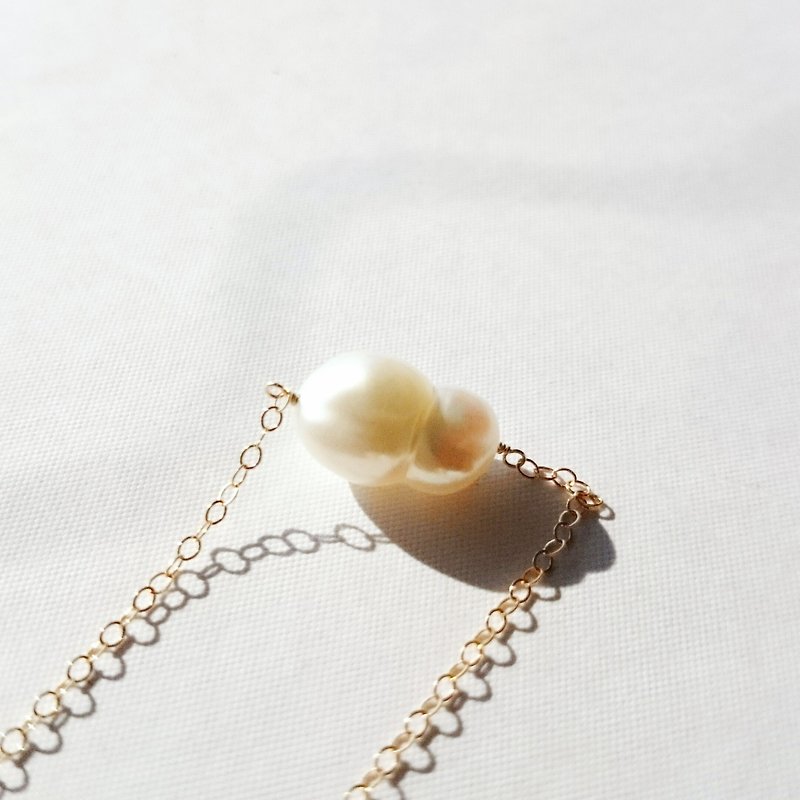 14kgf*Japanese TWIN Freshwater pearl necklace - สร้อยคอ - เครื่องเพชรพลอย ขาว