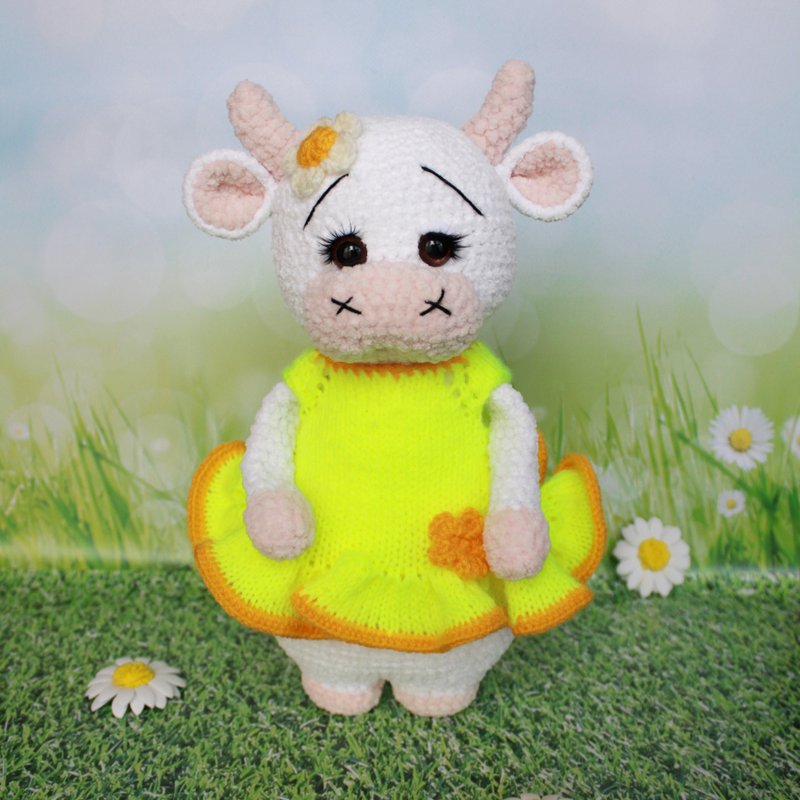 plush white cow,cow plush,cow toy, cute plush cow - ของเล่นเด็ก - วัสดุอื่นๆ ขาว