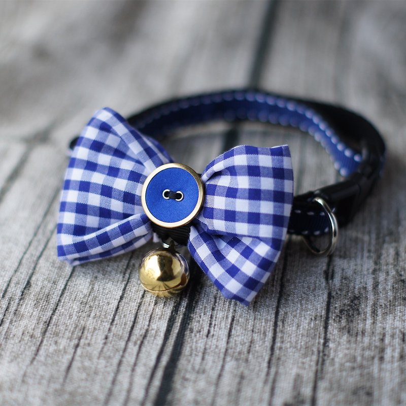 Dog collar collar blue and white lattice S ~ L - Collars & Leashes - Cotton & Hemp Blue