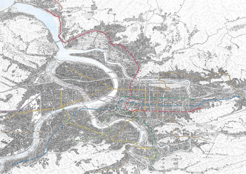 手繪立體地圖、捷運、鐵道與大台北 - 壁貼/牆壁裝飾 - 紙 