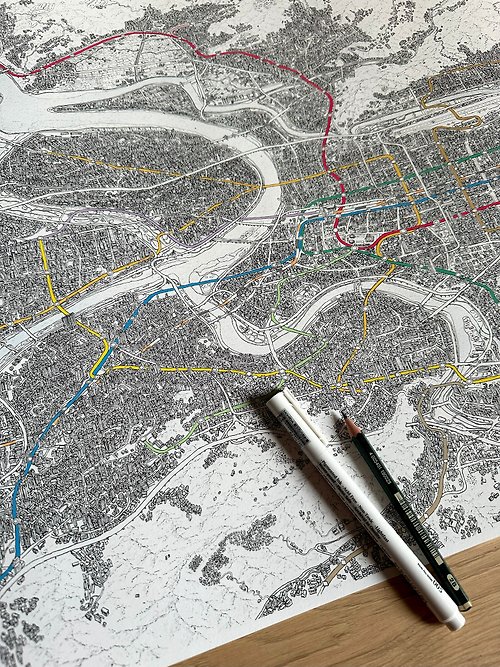 Tom Rook Art 手繪立體地圖、捷運、鐵道與大台北