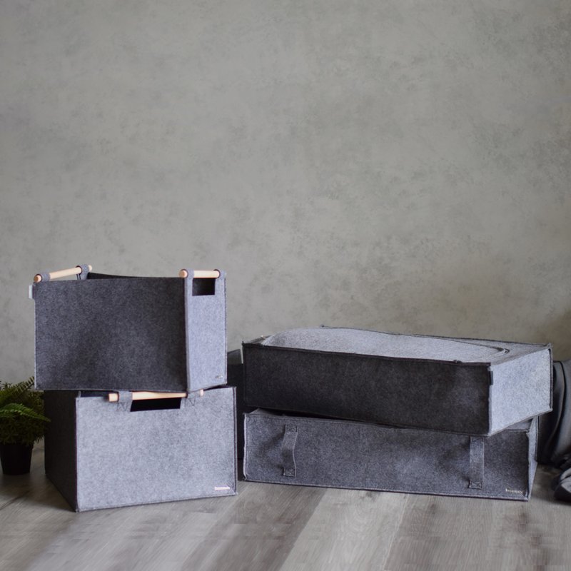 Roommate wool felt storage box - กล่องเก็บของ - วัสดุอื่นๆ สีเทา