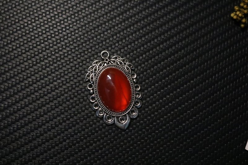 Blood agate natural stone Brooch bridegroom best man group Brooch - Brooches - Semi-Precious Stones Red