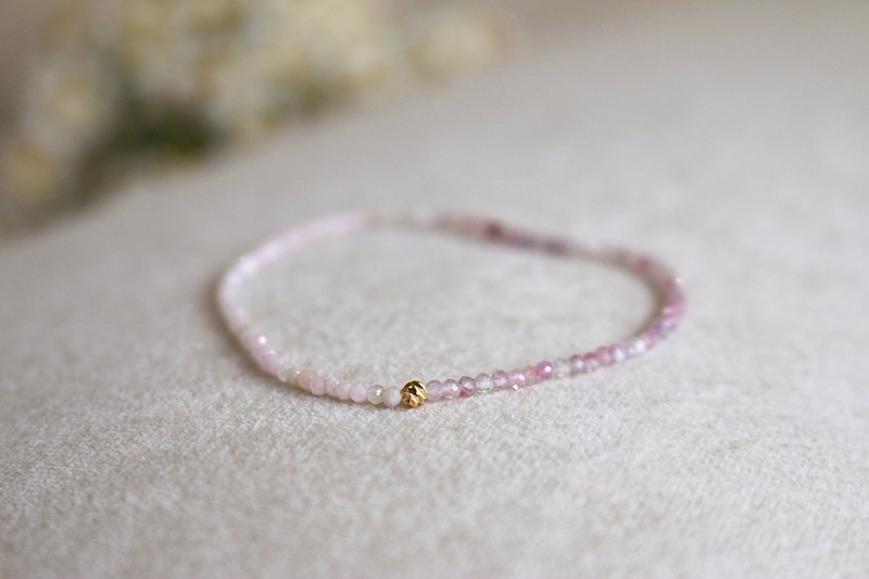 October Birthstone Opal Pink Tourmaline Elastic Cord - Half and Half - - Bracelets - Gemstone Pink