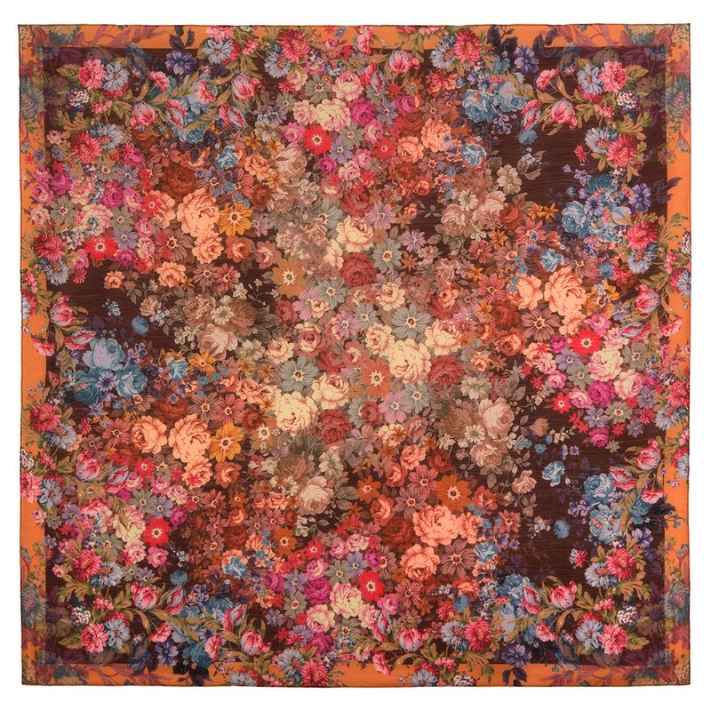 Original Pavlovo Posad Russian Shawl 100% Wool Woolen Scarf 115x115 cm 10200-16 - 絲巾 - 羊毛 咖啡色