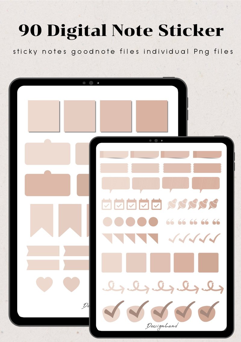 Digital sticky notes | neutral tones, ipad stickers digital planner, to do lists - 電子手帳及素材 - 其他材質 