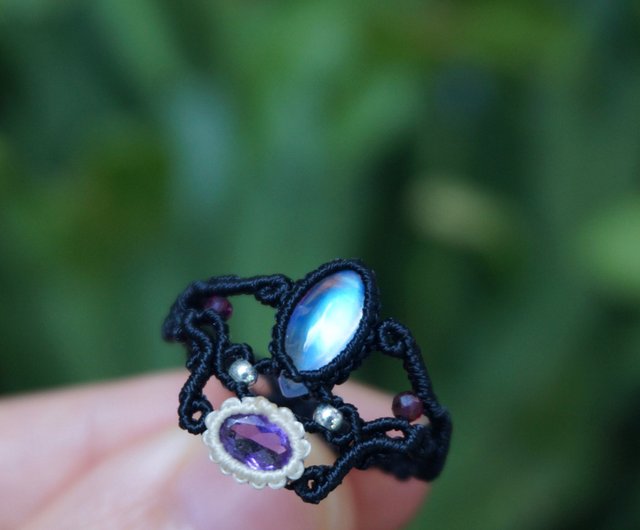 Amethyst and deals moonstone ring