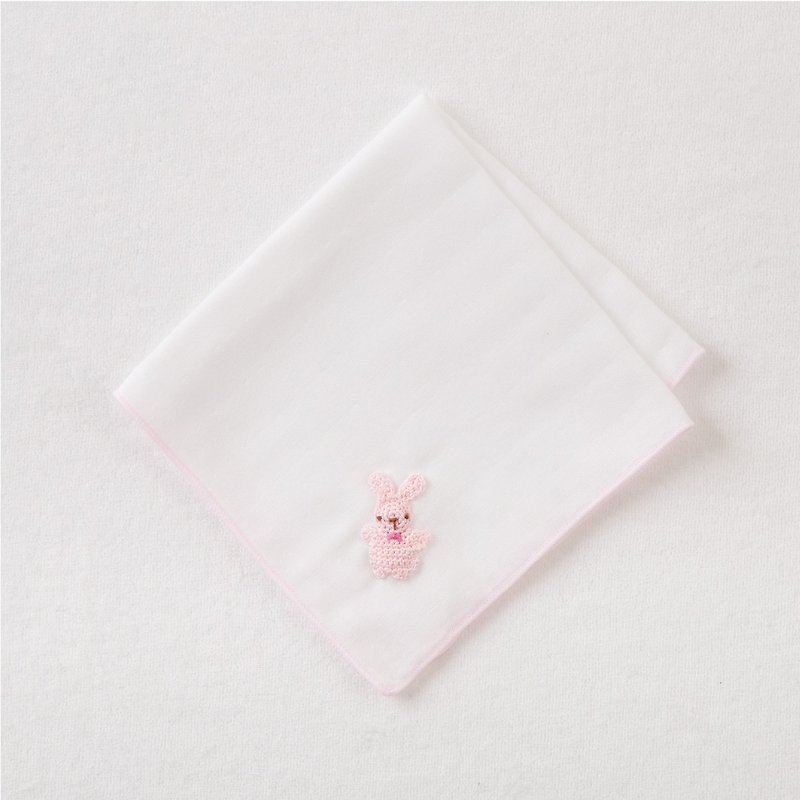 [Fairy の森] baby gauze handkerchief (bunny embroidery) - Bibs - Cotton & Hemp 