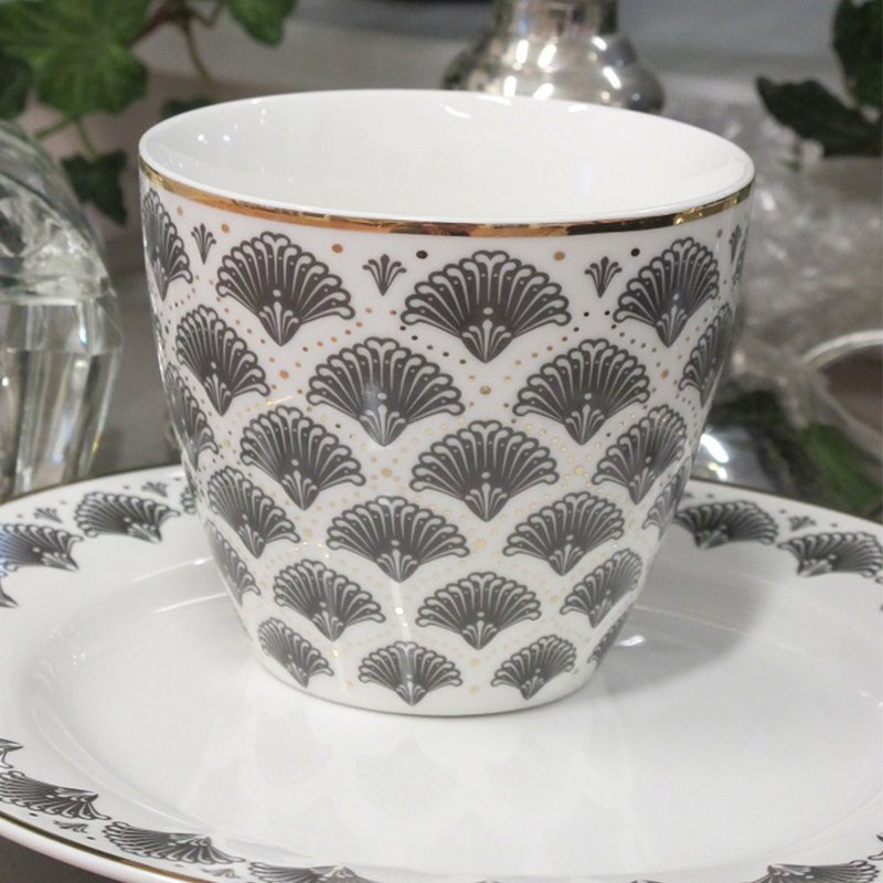 [30% off for 2 pieces] Danish GreenGate Elvina gray NBC GN latte cup - Mugs - Porcelain Black