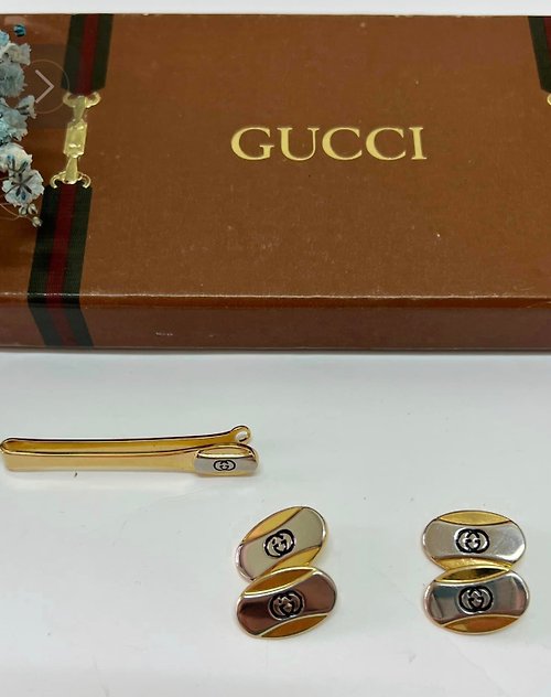 Gucci, Accessories, Gucci Vintage Cufflinks Tie Clip Set
