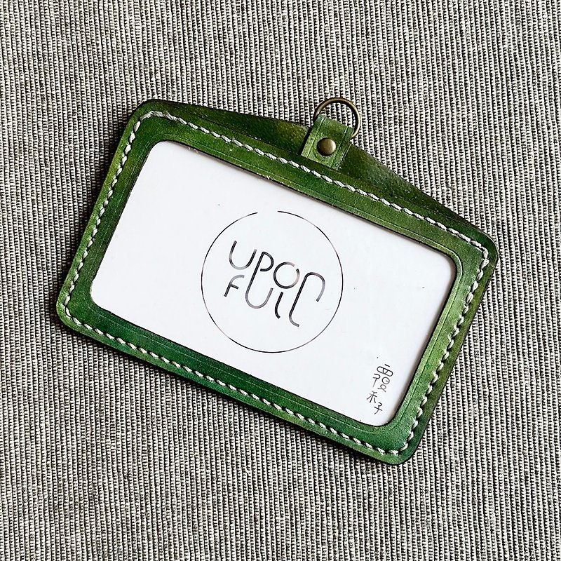 Special hand-dyed ID holder ID holder - Equisetum color - ID & Badge Holders - Genuine Leather Green