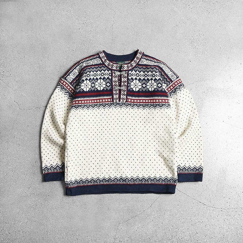 挪威編織毛衣 / Vintage 古著 - 毛衣/針織衫 - 羊毛 白色