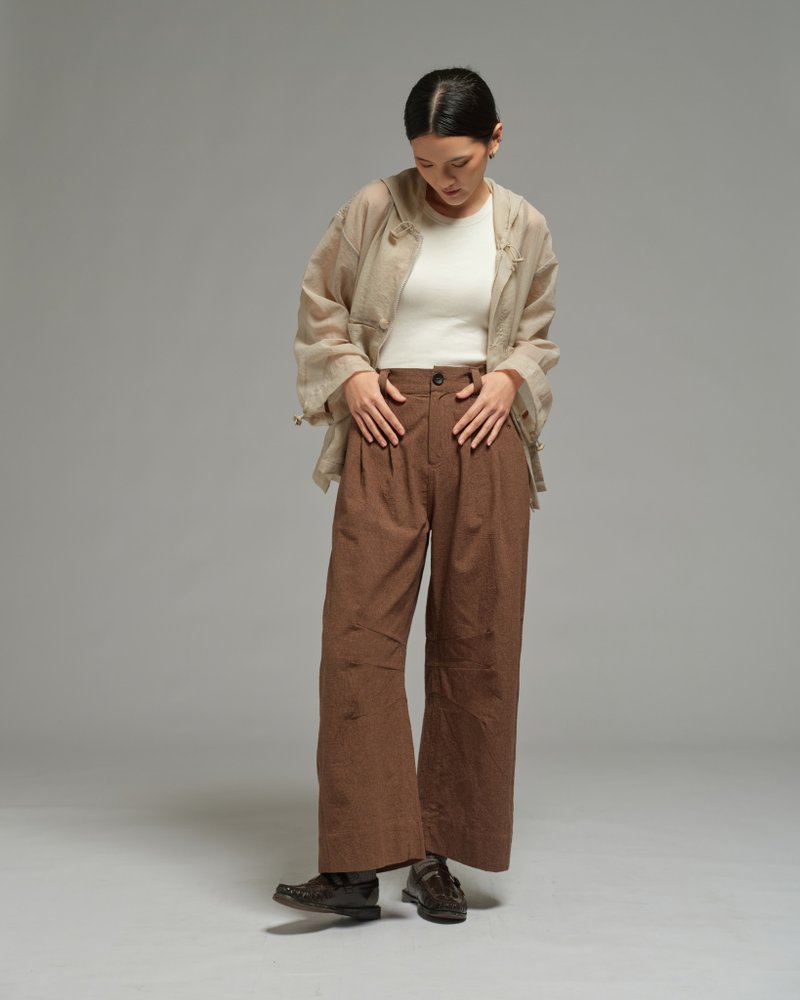Unisex: Horseshoe Pants (Brown) - 女長褲 - 棉．麻 咖啡色