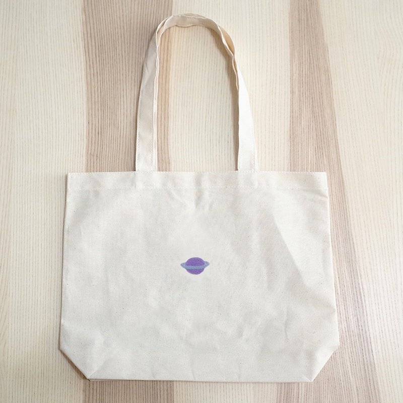 【Q-cute】袋子系列-土星-加字/客製化 - 手提包/手提袋 - 棉．麻 多色
