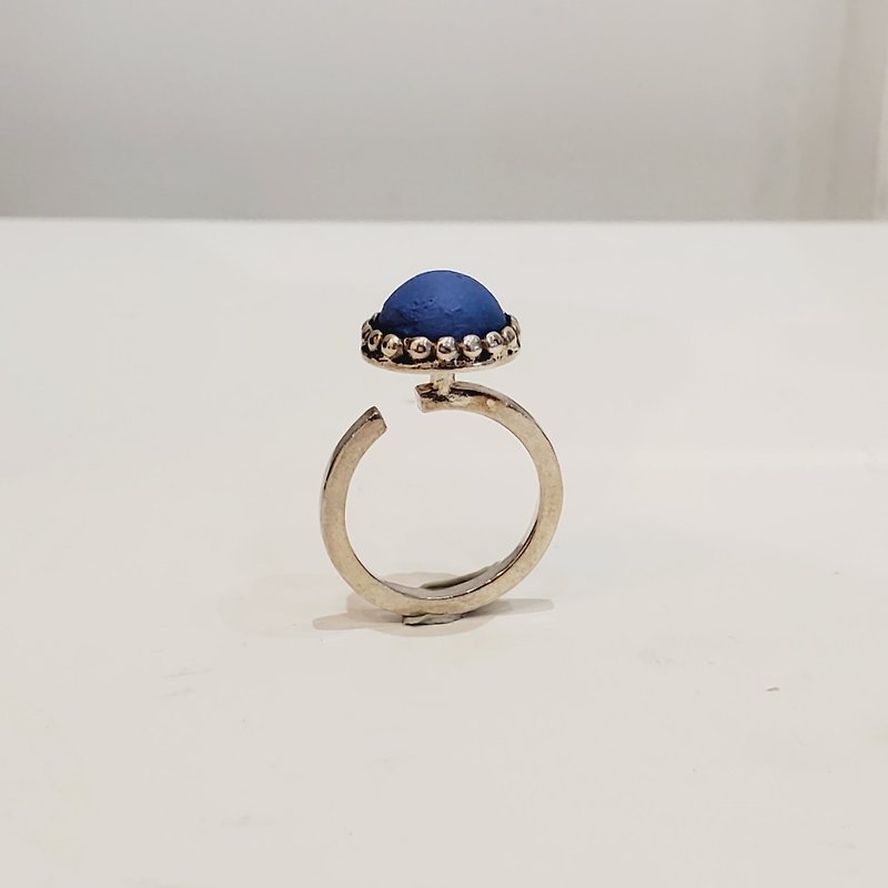 【戒指】藍色白瓷純銀戒指 母親節/ 畢業禮物/ 情人節禮物 - 戒指 - 瓷 藍色