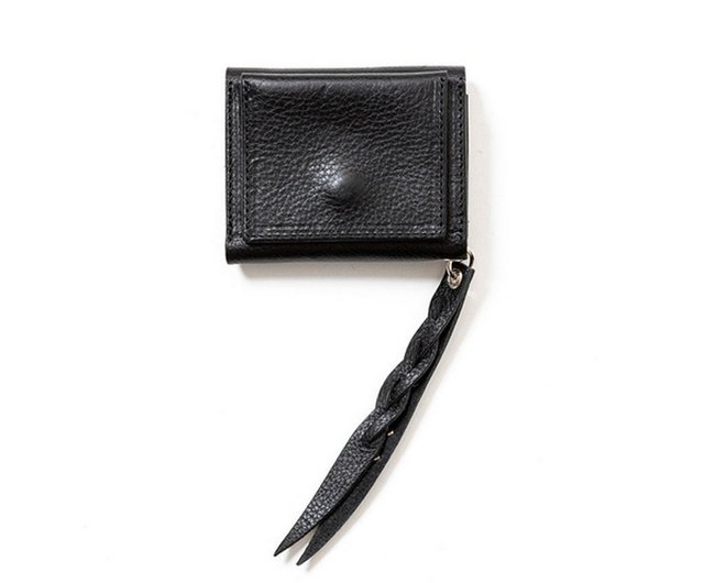 CALEE ブラックポーチ レザー　ウォレット CALEE - PLANE LEATHER WALLET POUCH (BLACK) / プレーン レザー