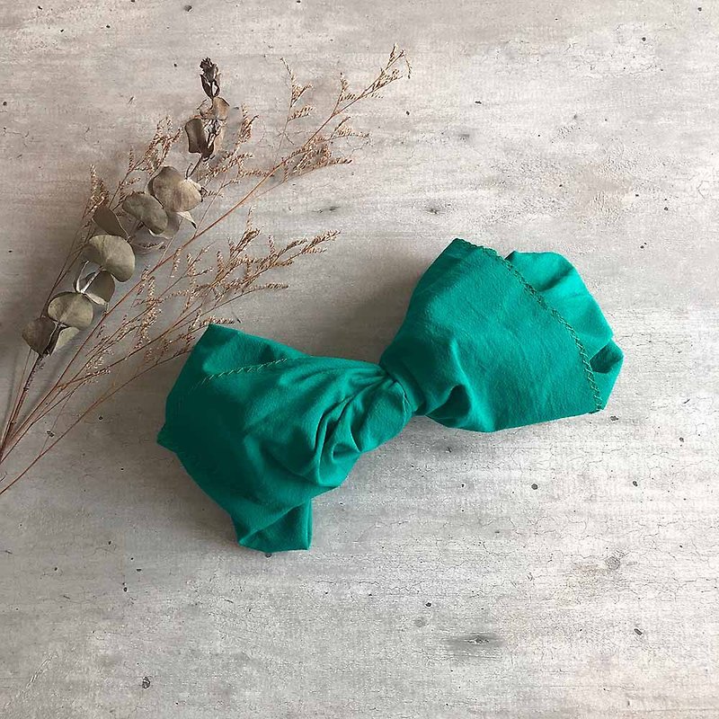 Pure Teal Color Butterfly Hairband - Headbands - Cotton & Hemp Green