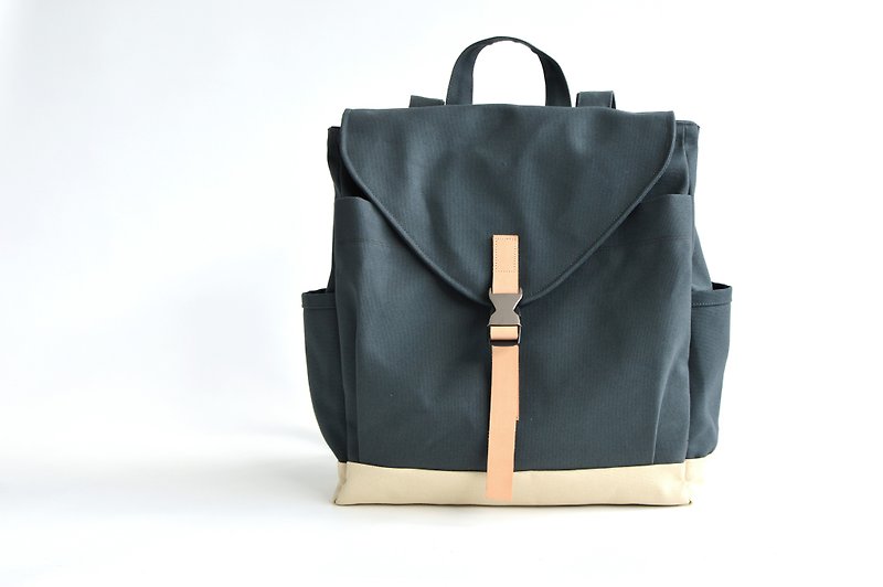 Water resistant backpack , Gray Blue travel backpack, Unisex backpack - no.108 - Backpacks - Genuine Leather Blue