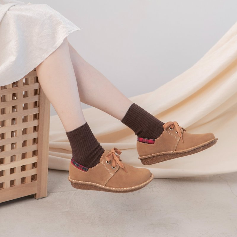 Japanese sweet suede big toe shoes_ cocoa Brown - รองเท้าลำลองผู้หญิง - หนังแท้ สีนำ้ตาล