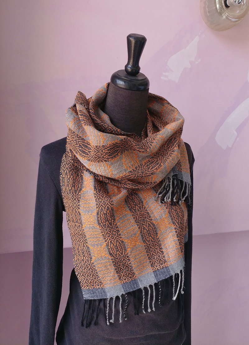 Handwoven Shawl - Silky Cashmere - Knit Scarves & Wraps - Other Materials Orange