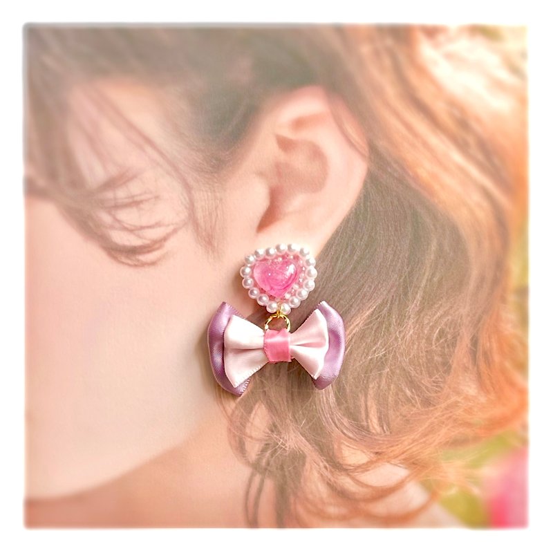 ピアス キャンディー ハート - 耳環/耳夾 - 其他材質 粉紅色
