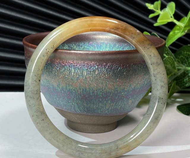 和田玉糖青花手鐲56MM 青花籽料翹糖半山半水玉手環附證書細潤- 設計館